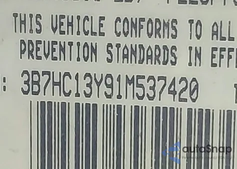 2001 Dodge Ram 1500 St from USA, damaged, VIN 3B7HC13Y91M537420